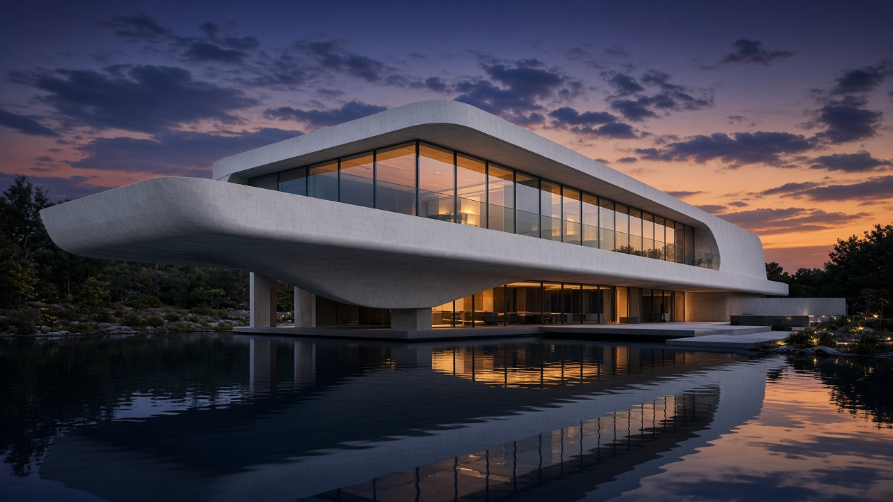 Volumen blanco contemporáneo al atardecer.
